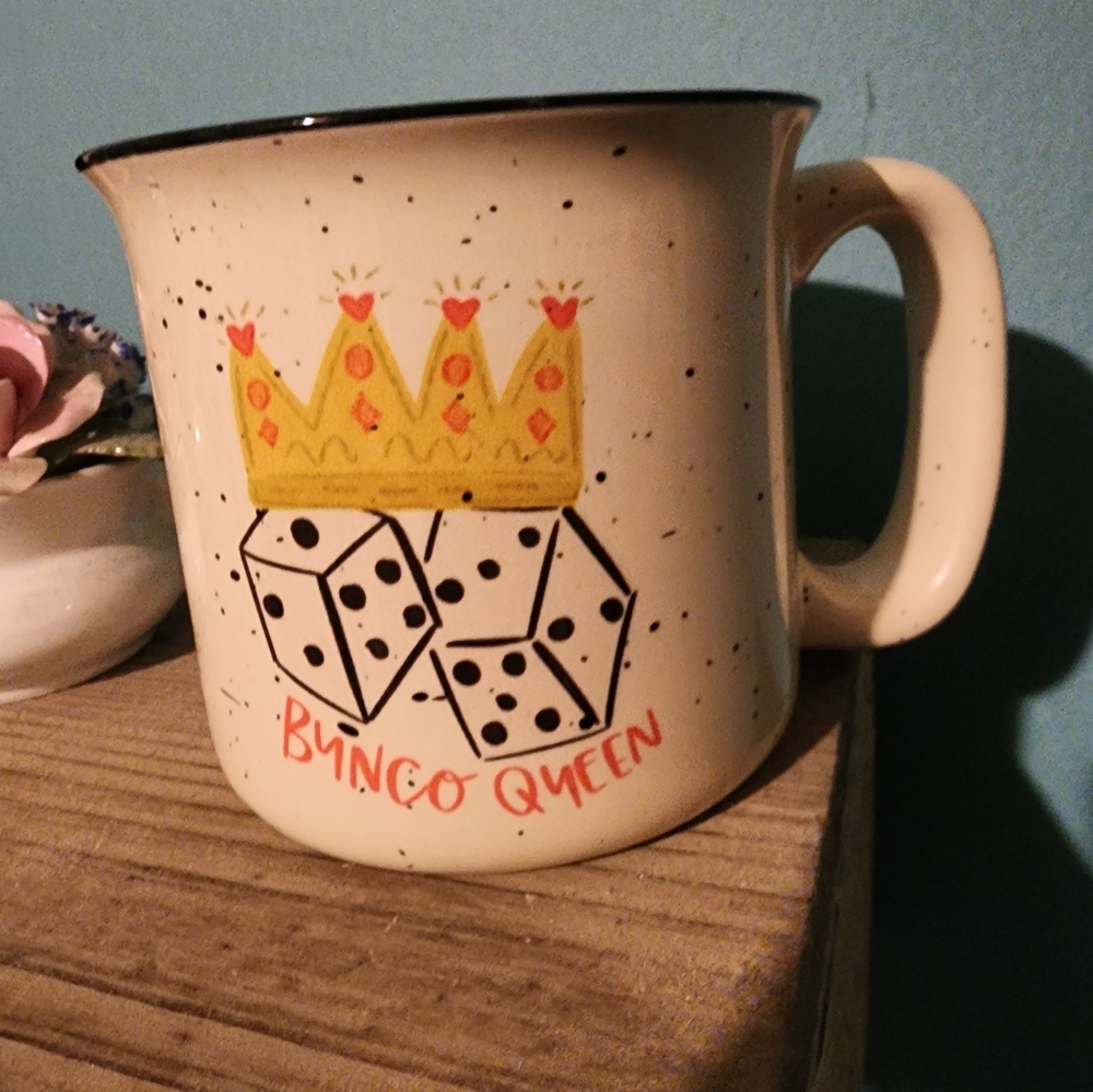 Bunco Queen Mug with Crown and Dice Design